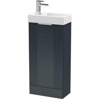 Nuie Deco Compact 400mm Floor Standing Cabinet & Basin - Satin Anthracite, Grey