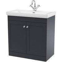 Nuie Classique 800mm Floor Standing 2-door Unit & Basin 1 Tap Hole - Satin Anthracite, Grey