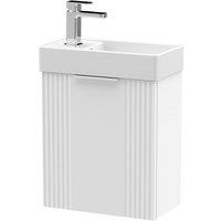 Nuie Deco Compact 400mm Wall Hung Cabinet & Basin - Satin White, White