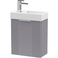 Nuie Deco Compact 400mm Wall Hung Cabinet & Basin - Satin Grey, Grey