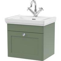 Nuie Classique 500mm Wall Unit & Basin 1 Tap Hole - Green, Green