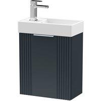 Nuie Deco Compact 400mm Wall Hung Cabinet & Basin - Satin Anthracite, Grey