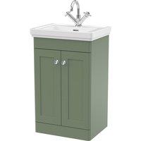 Nuie Classique 500mm Floor 2door Unit/Basin 1 Tap Hole Green, Green