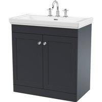 Nuie Classique 800mm Floor Standing Unit 3 Tap Hole - Grey, Grey
