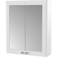 Nuie Classique 600mm Mirror Cabinet - Satin White, White