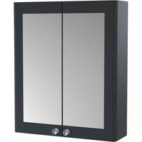 Nuie Classique 600mm Mirror Cabinet - Satin Anthracite, Grey