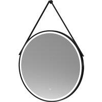 Hudson Reed 800mm Round Illuminated Mirror Black, Black