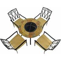 Byron Manor Bayfield Firepit 89Cm Table With 4 Ascot Chairs Set