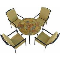 Byron Manor Bayfield Firepit 89Cm Table With 4 Ascot Deluxe Chairs Set, Brown