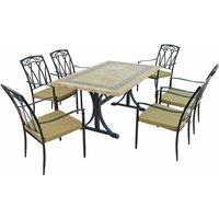 Byron Manor Charleston Dining Table With 6 Ascot Chairs Set, Brown