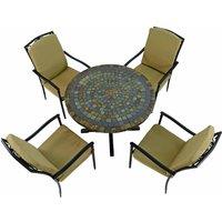 Byron Manor Monterey Dining Table With 4 Ascot Deluxe Chairs Set, Brown
