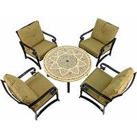 Byron Manor Montpellier 110Cm Coffee Table With 4 Windsor Deluxe Lounge Chair Set, Brown