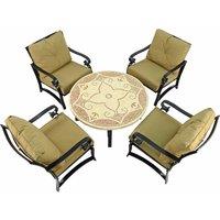 Byron Manor Provence 110Cm Coffee Table With 4 Windsor Deluxe Lounge Chair Set, Brown