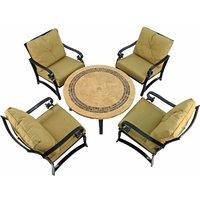 Byron Manor Vermont 110Cm Coffee Table With 4 Windsor Deluxe Lounge Chair Set, Brown