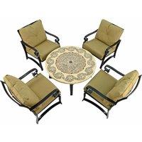 Byron Manor Avignon 110Cm Coffee Table With 4 Windsor Deluxe Lounge Chair Set, Brown