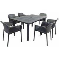 Nardi Libeccio Dining Table With 6 Net Chair Set Anthracite, Grey