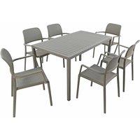 Nardi Cube Dining Table With 6 Bora Chair Set Turtle Dove, Grey