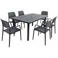 Nardi Libeccio Dining Table With 6 Bora Chair Set Anthracite, Grey