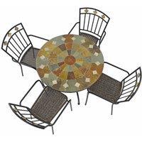 Exclusive Garden Granada 91cm Patio Table with 4 Malaga Chair Set, Brown
