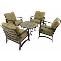 Exclusive Garden Granada 91cm Coffee Table with 4 Windsor Deluxe Lounge Chair Set, Brown