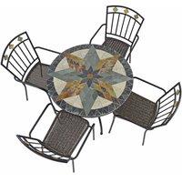 Exclusive Garden Montilla 91cm Patio Table with 4 Malaga Chairs Set