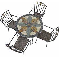 Exclusive Garden Montilla 91cm Patio Table with 4 Malaga Chairs Set, Green