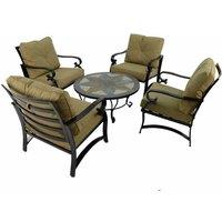 Exclusive Garden Montilla 91cm Coffee Table with 4 Windsor Deluxe Lounge Chair Set, Green