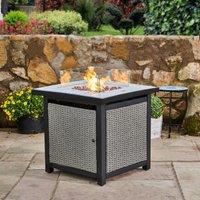Teamson Home 29" Large Square Faux Concrete Top Gas Fire Pit, Grey