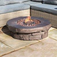 Teamson Home Round Gas Fire Pit, Brown