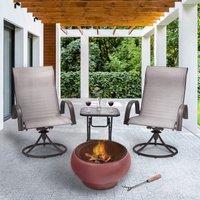 Teamson Home Peaktop Firepit Wood Burning Fire Pit Concrete Style BBQ Grill Poker HR17501AC, Red