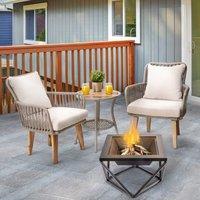 Teamson Home Peaktop Firepit Outdoor Wood Burning Fire Pit Steel BBQ Grill Poker PT-FW0002, Black