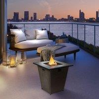 Teamson Home Peaktop Firepit Outdoor Gas Fire Pit Rattan With Lava Rock & Cover HF30200AA-UK, Brown