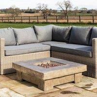 Teamson Home Square Retro Wood Look Gas Fire Pit, Brown