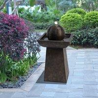 Teamson Home Peaktop Outdoor Garden Patio Charcoal LED Water Fountain Feature VFD8410-UK, Black