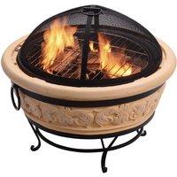 Teamson Home 27" Round Wood Burning Fire Pit, Cream