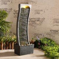 Teamson Home Peaktop Outdoor Garden Patio Decor Curved Water Fountain Feature RJ-19048-UK, Grey