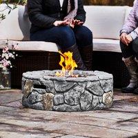 Teamson Home 28" Round Gas Fire Pit Stone Grey, Grey