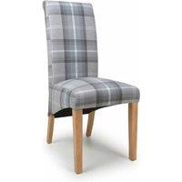 2 x Karta Scroll Back Check Grey Dining Chairs, Grey