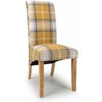 2 x Karta Scroll Back Check Yellow Dining Chairs, Yellow