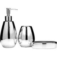 Interiors by PH Magpie Dolomite Silver 3pc Bathroom Set, Silver