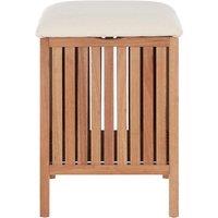 Interiors by PH Walnut Wood Storage Stool With Seat Pad, Brown