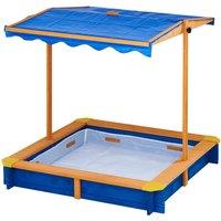 Teamson Kids - Outdoor Summer Sand Box - Wood Blue, Brown