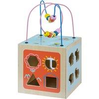 Teamson Kids Preschool Play Lab 4-in-1 Large Wooden Activity Cube Natural, Blue