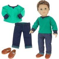 Sophias By Teamson Kids Shirt Jeans And Penny Loafers Set For 18inch Boy Dolls, Blue