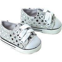 Sophias By Teamson Kids Silver Sequin Sneaker Shoes With Laces For 18inch Dolls, Silver
