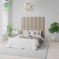 Aspire Easymount Wall Mounted Upholstered Panels Modular Diy Headboard In Eire Linen Fabric Natural pack Of 8