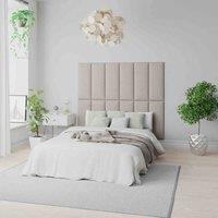 Aspire Easymount Wall Mounted Upholstered Panels Modular Diy Headboard In Eire Linen Fabric Off White pack Of 4