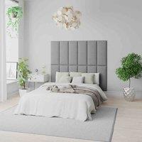 Aspire Easymount Wall Mounted Upholstered Panels Modular Diy Headboard In Eire Linen Fabric Grey pack Of 4