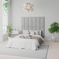 Aspire Easymount Wall Mounted Upholstered Panels Modular Diy Headboard In Kimiyo Linen Fabric Silver pack Of 2 , Silver