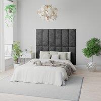 Aspire Easymount Wall Mounted Upholstered Panels Modular Diy Headboard In Mirazzi Velvet Fabric Black pack Of 2 , Black